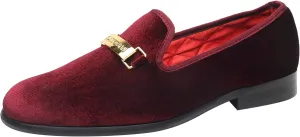 ELANROMAN Men's Loafers Gold Buckle Fashion Handmade Wedding Party Prom Shoes