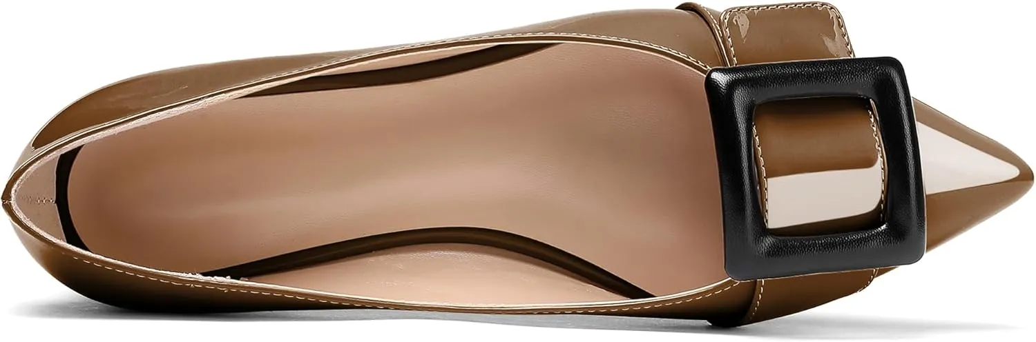 Eldof Women's Flats, Pointed Toe Flats Pumps, Buckle Flats Pumps, Walking Dress Office Classic Comfortable Flats