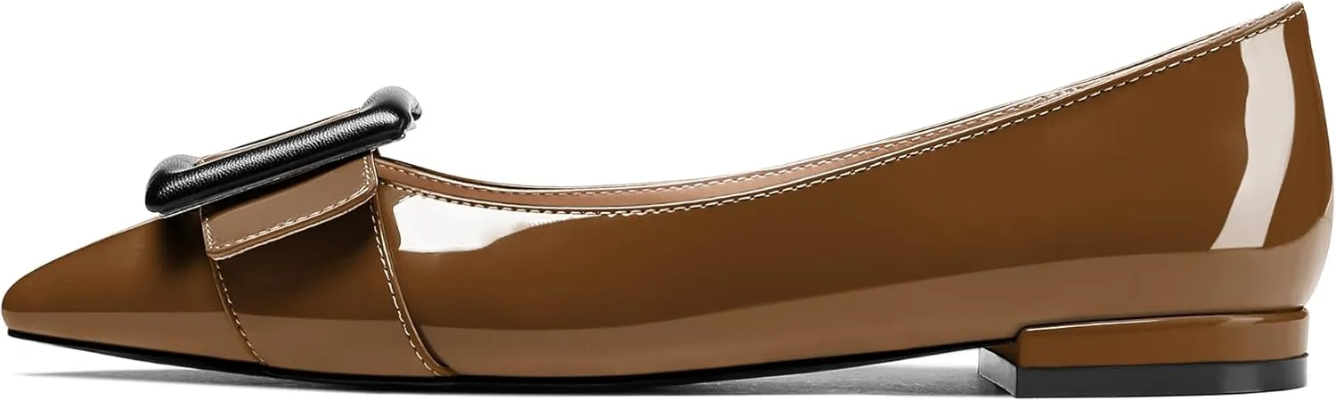Eldof Women's Flats, Pointed Toe Flats Pumps, Buckle Flats Pumps, Walking Dress Office Classic Comfortable Flats