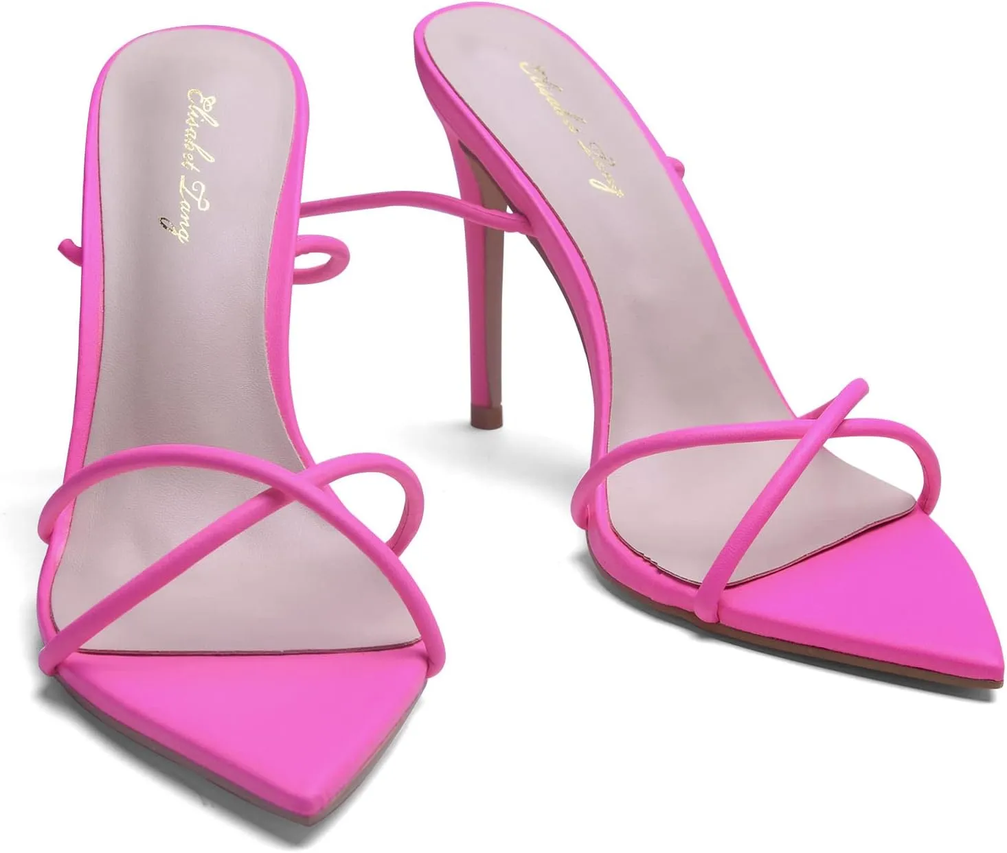 Elisabet Tang Heeled Sandals, Women's Sexy Strappy 4.3 inch Stilettos High Heels Lace Up Heeled Sandals Pointed Open Toe Party Dress Shoes