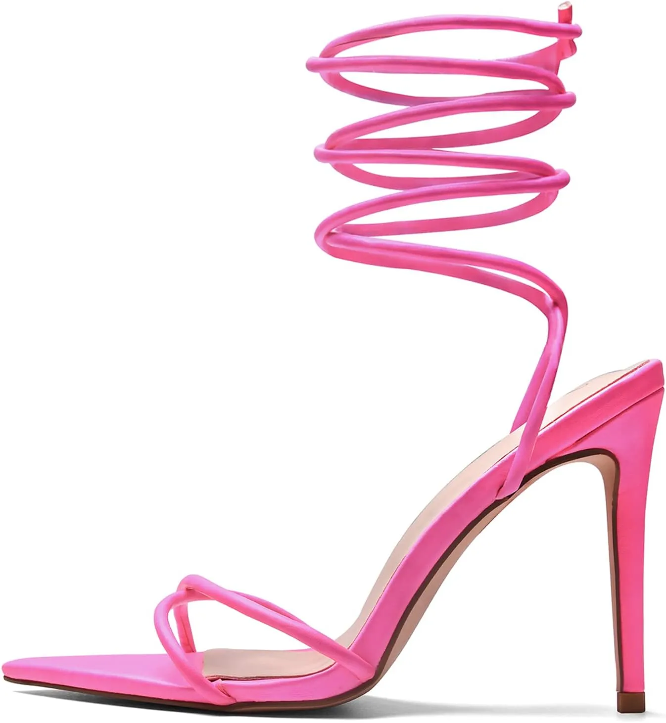 Elisabet Tang Heeled Sandals, Women's Sexy Strappy 4.3 inch Stilettos High Heels Lace Up Heeled Sandals Pointed Open Toe Party Dress Shoes