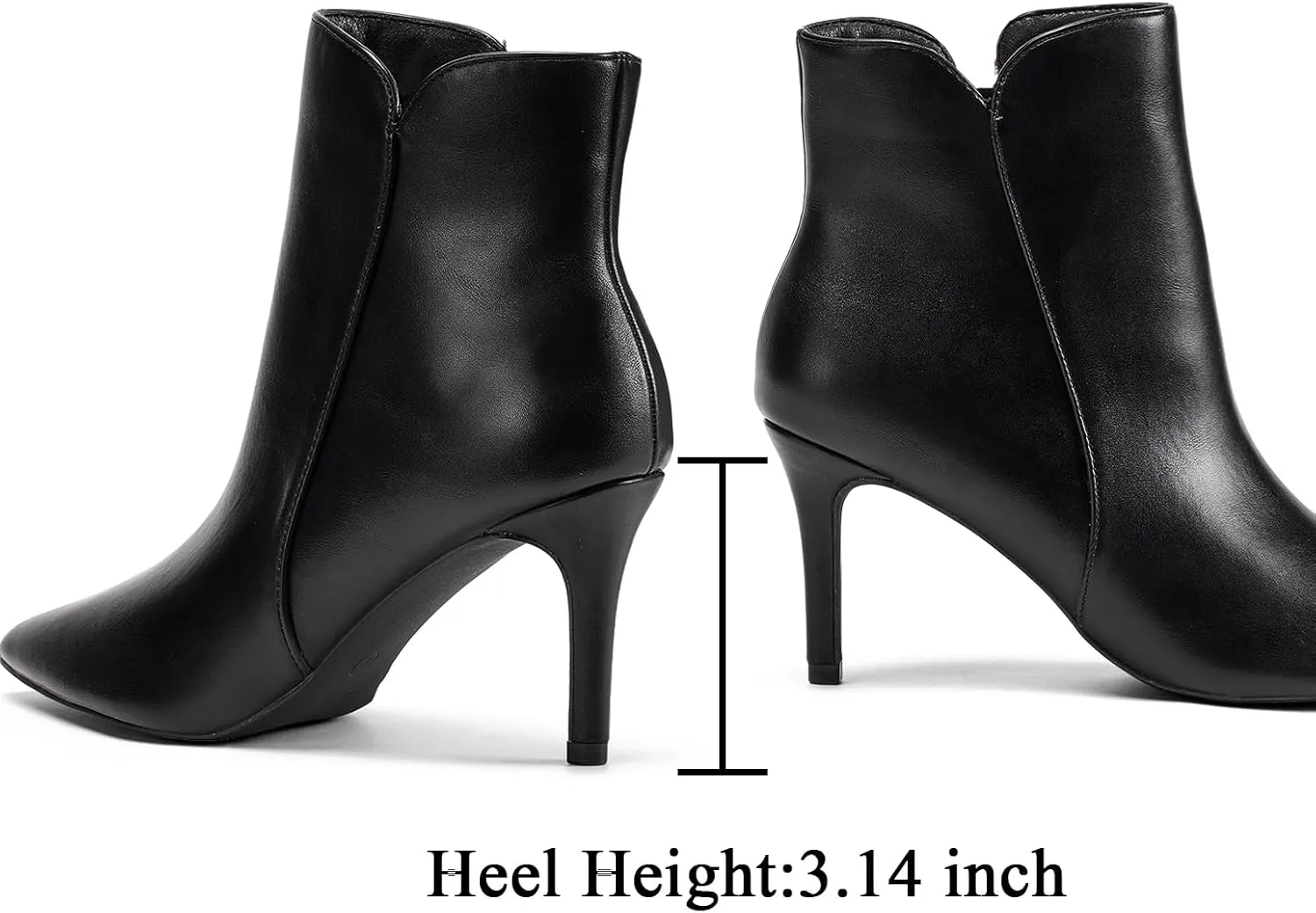 Elisabet Tang Women Chic Heeled Ankle Boots,Sexy Pointed Toe with 3 Inch High Heel Fashion Stylish Booties with Side Zipper Evening Party Dress Shoes