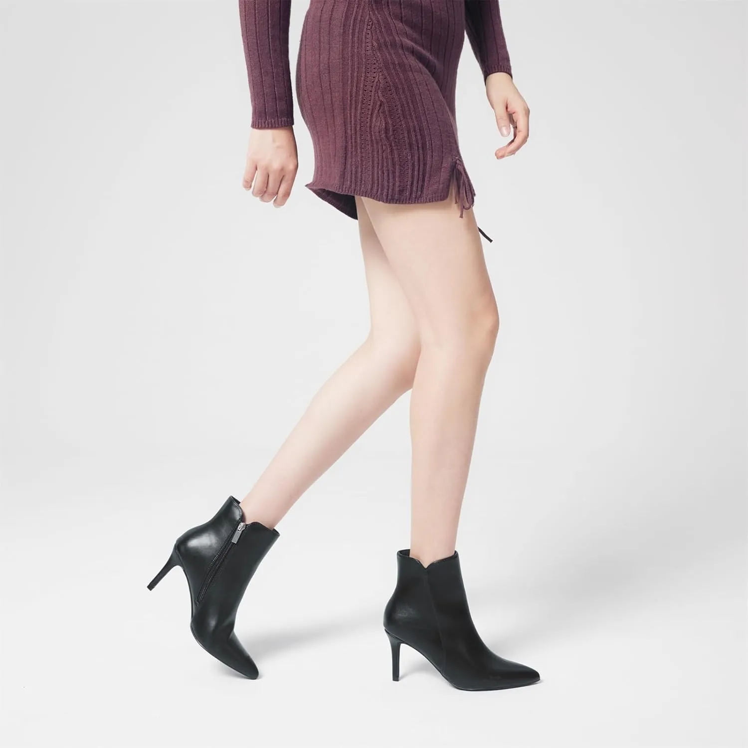 Elisabet Tang Women Chic Heeled Ankle Boots,Sexy Pointed Toe with 3 Inch High Heel Fashion Stylish Booties with Side Zipper Evening Party Dress Shoes