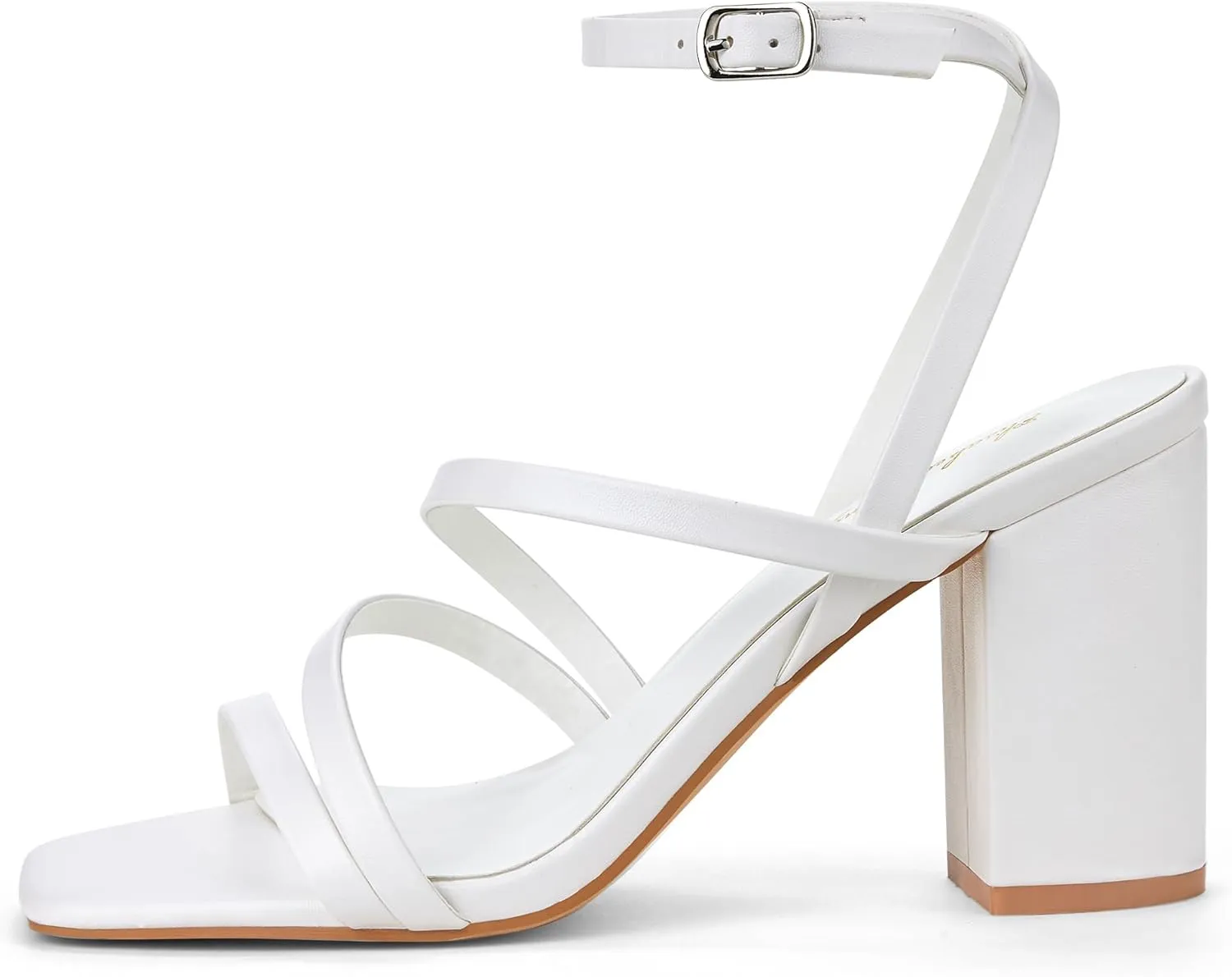 Elisabet Tang Women's Strappy Chunky Heels Sandals, Ankle Strap 3 inch Mid Block Heels Lace up Square Open Toe Thick Heeled Sandals Shoes
