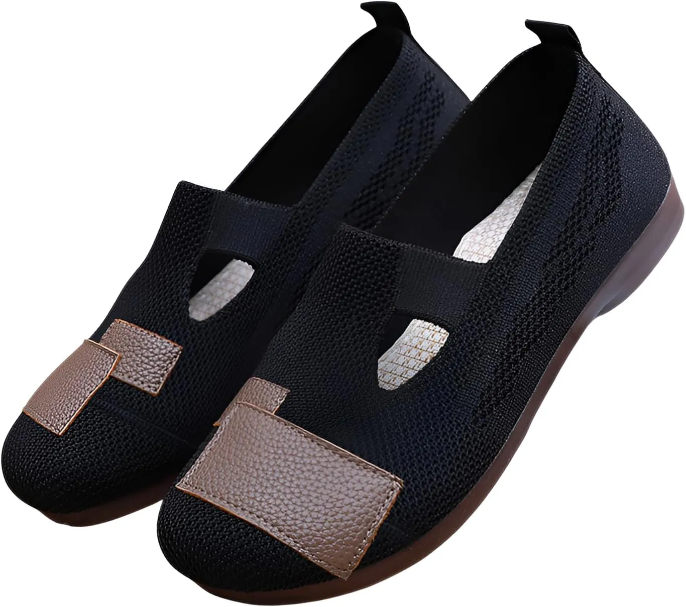 Ellniges]【Flexible Arch Women's Slip- Casual Flats Spring Shoes, Breathable Mesh Slip-Ons with Cushioned Insole for Standing Work, Shopping, Campus Walking - Size 5-11