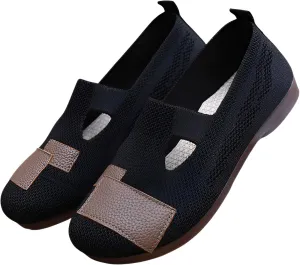 Ellniges]【Flexible Arch Women's Slip- Casual Flats Spring Shoes, Breathable Mesh Slip-Ons with Cushioned Insole for Standing Work, Shopping, Campus Walking - Size 5-11