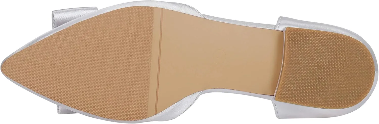 ERIJUNOR Comfortable Low Heel Wedding Shoes with Bow Knot D’orsay Pointy Toe Flats