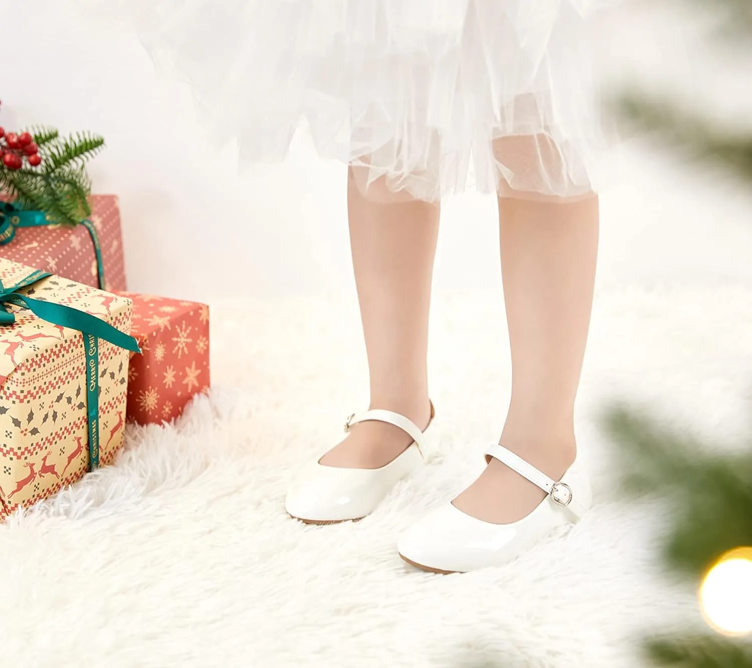 ESTINE Mary Jane Flats for Toddler Girls Little Kids Glittery Dress Princess Wedding Ballet Shoes