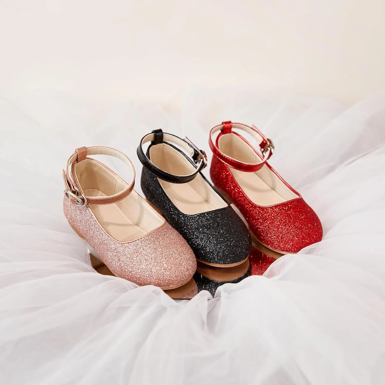 ESTINE Toddler/Little Kid Girls Dress Mary Jane Flats Flowers Fashion Princess Ballet Shoes