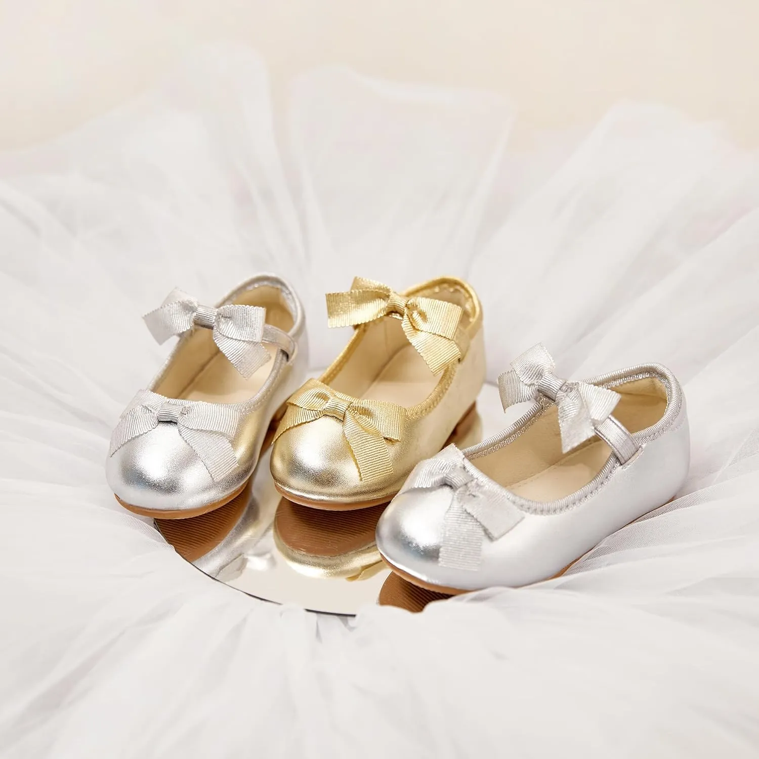 ESTINE Toddler/Little Kid Girls Dress Mary Jane Flats Flowers Fashion Princess Ballet Shoes