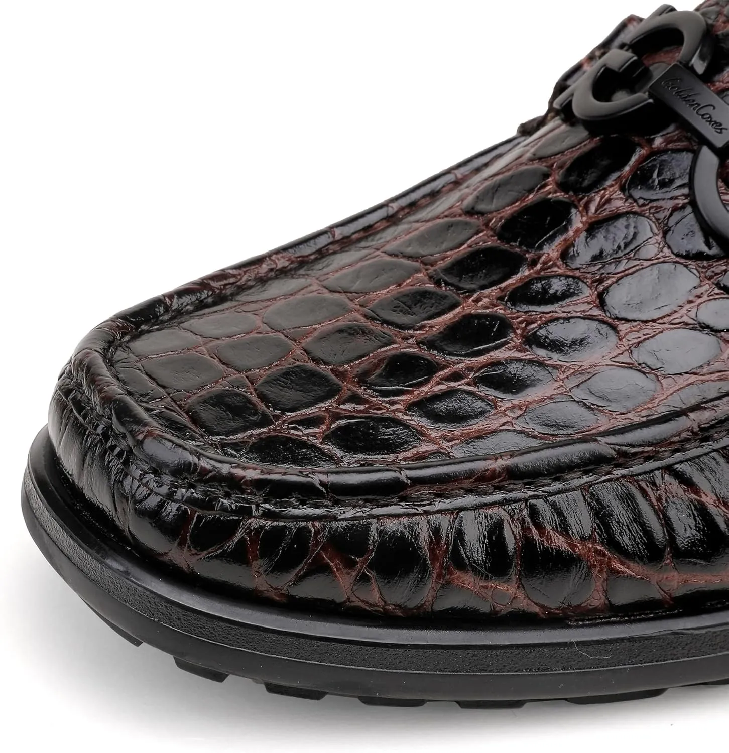 Fashion Leather Penny Loafer for Mens, Crocodile Pattern Thick Sole Slip on Dress Shoes Casual Party Shoes Classic Slip-On Loafers for Men