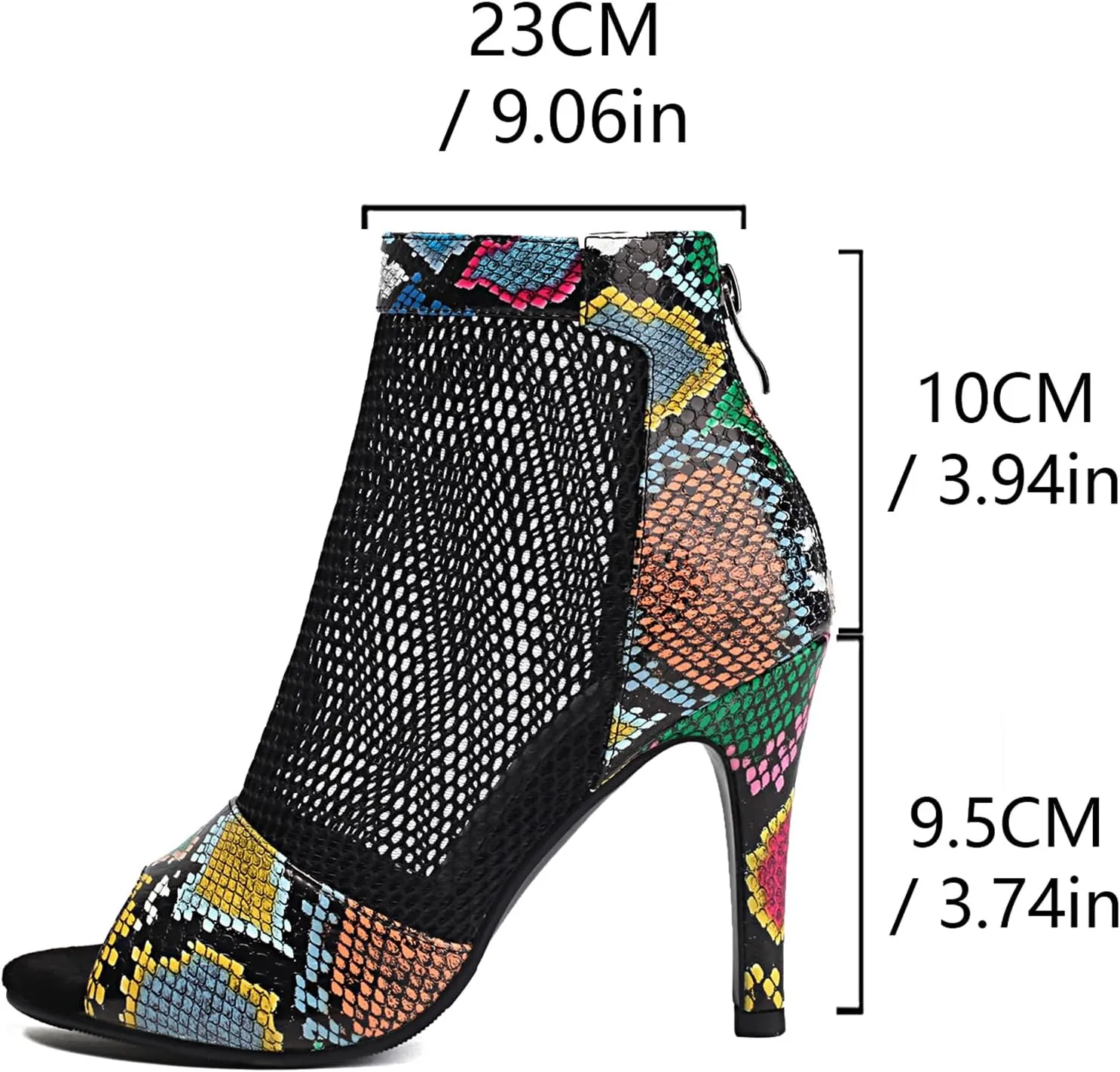 Fashion Peep Toe Mesh Air Snakeskin Booties Women Gladiator Summer Booties Open Toe Leopard Ankle Boots Stiletto High Heeled Dance Wedding Party Sandals
