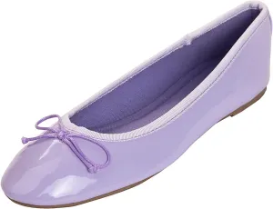 FEVERSOLE Women's Macaroon Colorful Memory Foam Cushion Insock Patent Ballet Flat