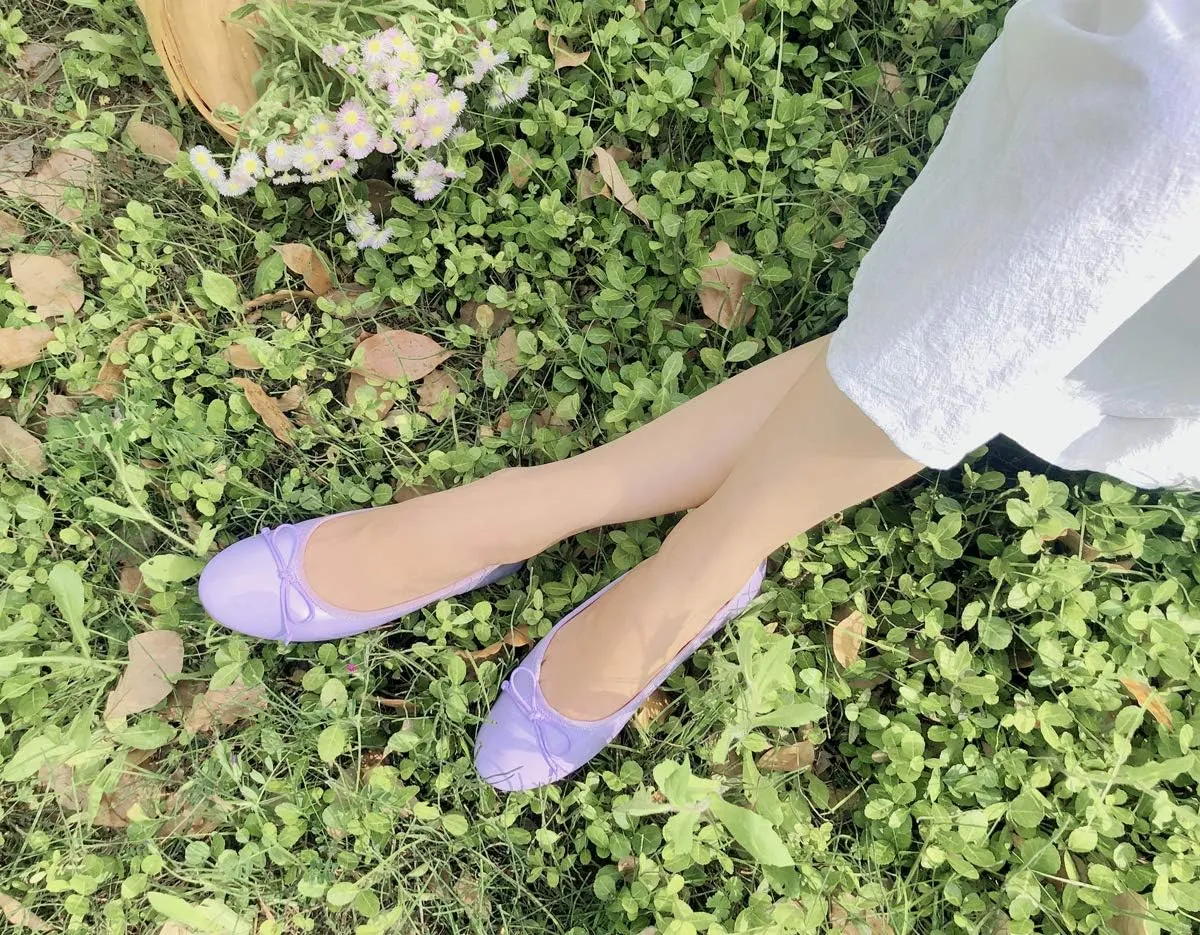 FEVERSOLE Women's Macaroon Colorful Memory Foam Cushion Insock Patent Ballet Flat