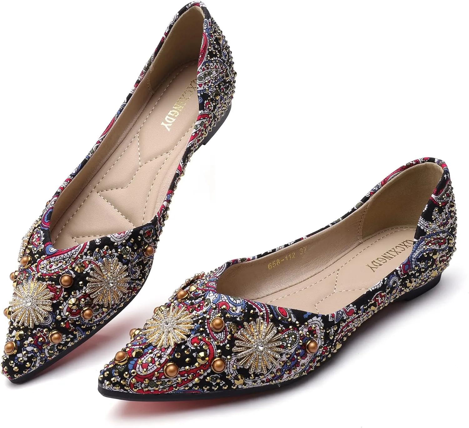 Flats for Women Pointed Toe Fashion Wedding Shoes Work Casual Slip-On Dress Shoes Women Comfortable Dressy Flat