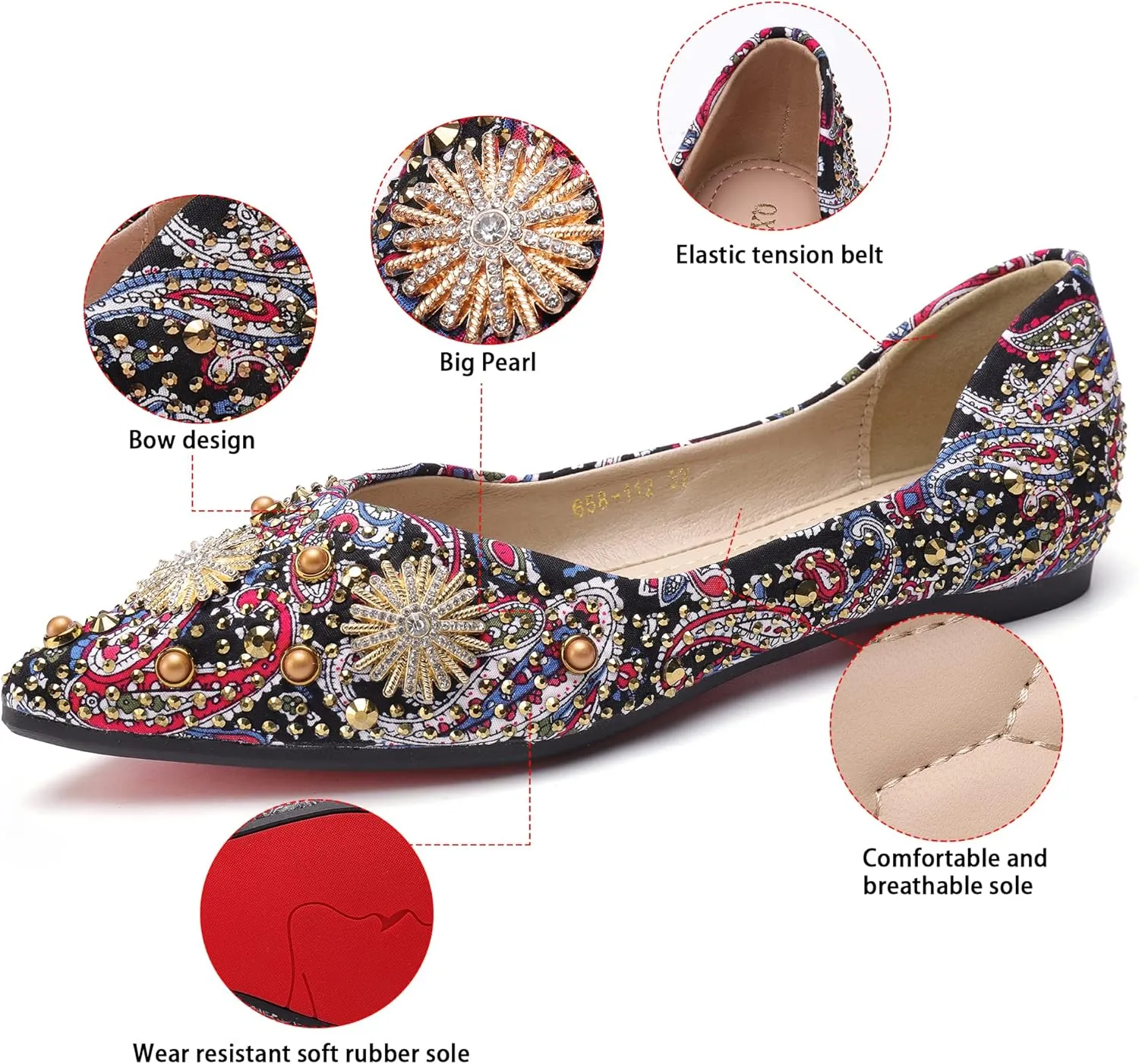 Flats for Women Pointed Toe Fashion Wedding Shoes Work Casual Slip-On Dress Shoes Women Comfortable Dressy Flat