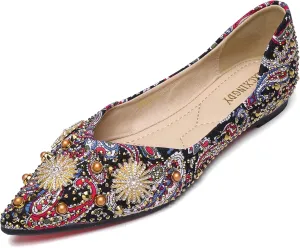 Flats for Women Pointed Toe Fashion Wedding Shoes Work Casual Slip-On Dress Shoes Women Comfortable Dressy Flat