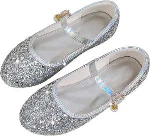Flower Girls Dress Shoes Toddler Kids Wedding Party Low Heel Mary Jane Shoes Glitter Flat Shoes Girls