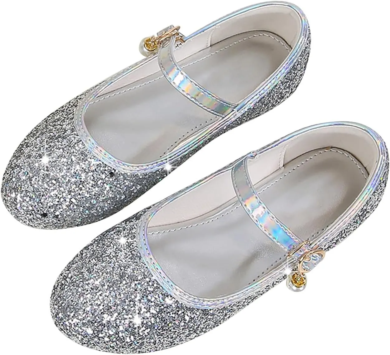 Flower Girls Dress Shoes Toddler Kids Wedding Party Low Heel Mary Jane Shoes Glitter Flat Shoes Girls
