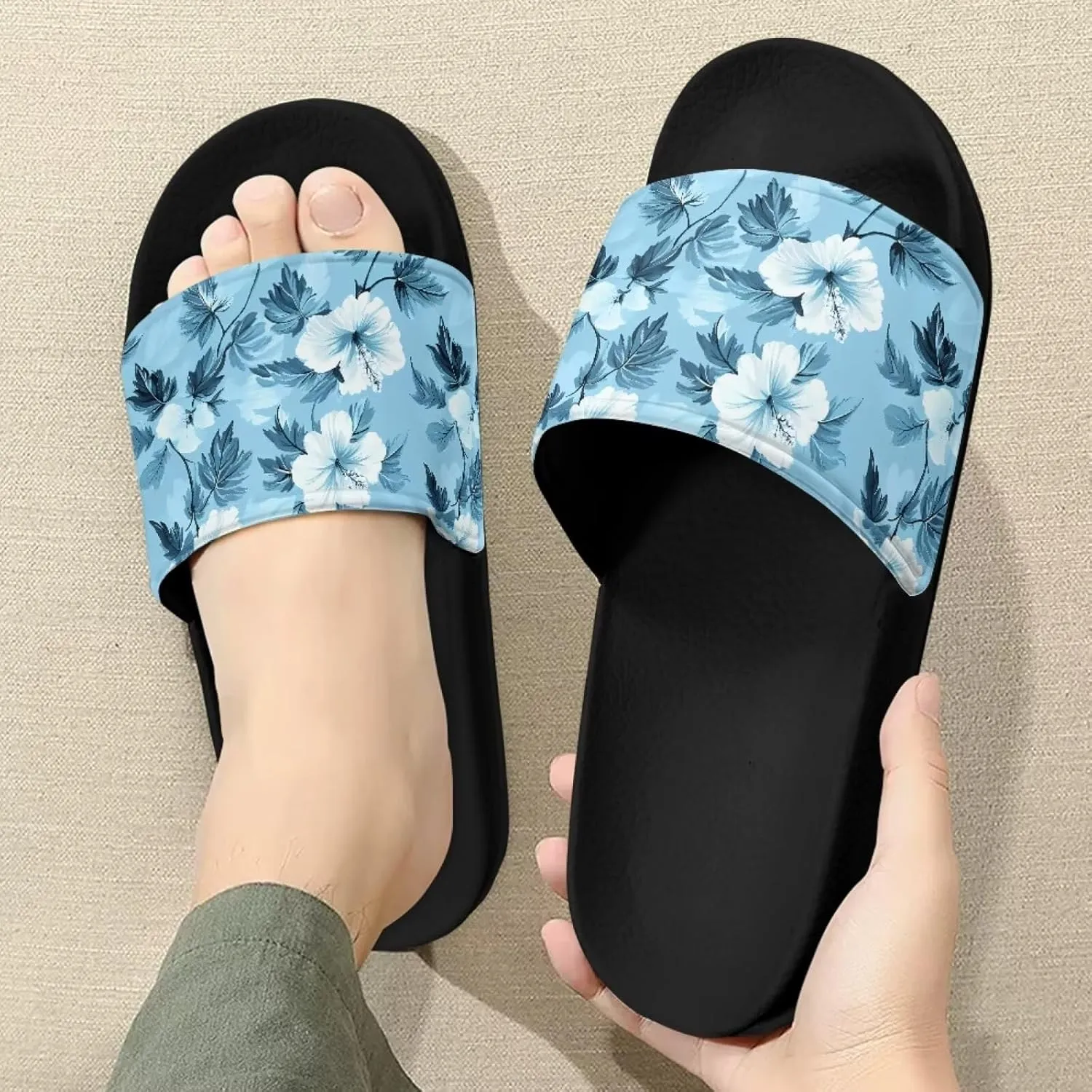Forchrinse American Flag Dog Paw Print Women Men Slide Sandals Lightweight Causal Slip on Summer Slipper Beach Sport Sandals