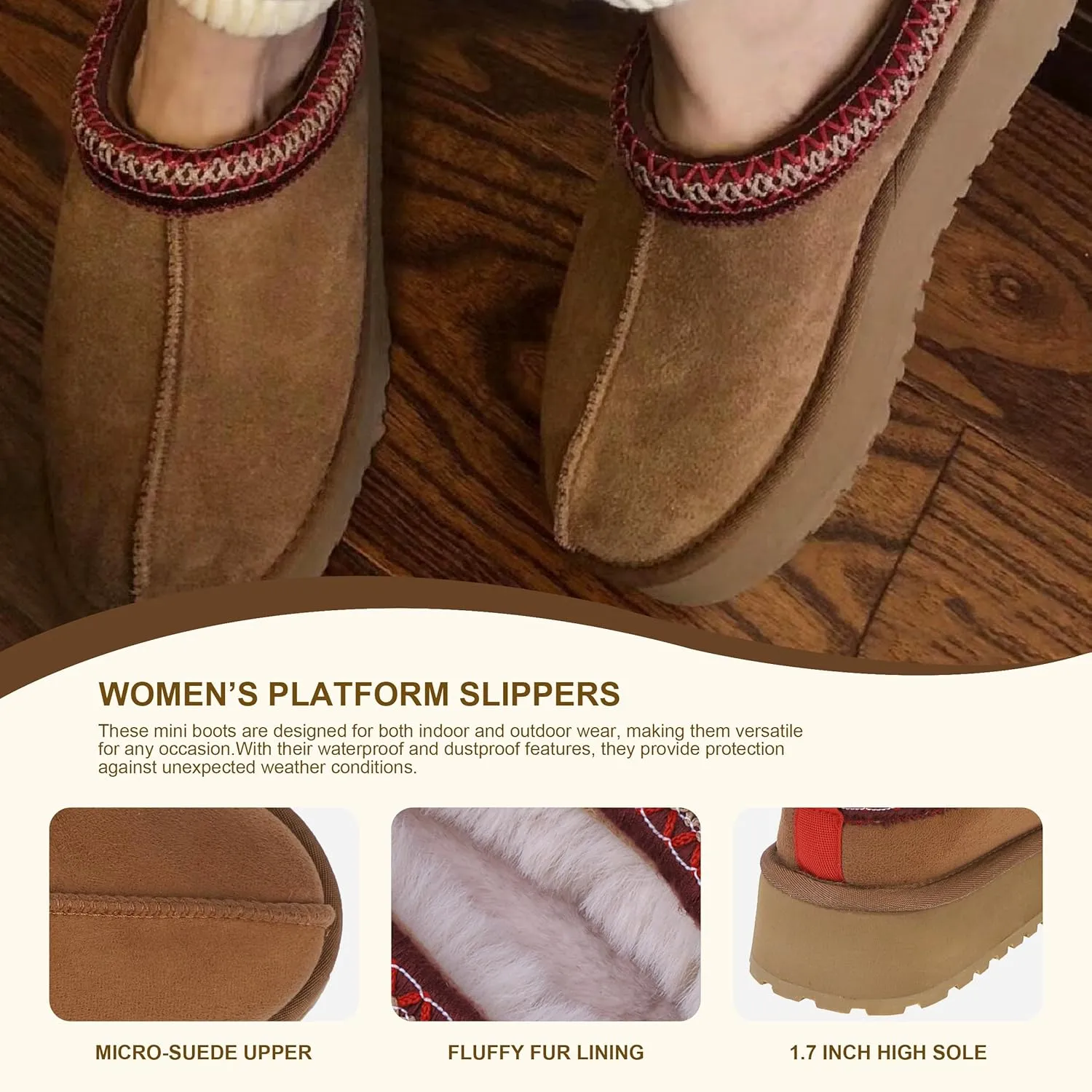 Forfoot Slipper Boots for Women, Cozy Fleece Non Slip Indoor House Shoes