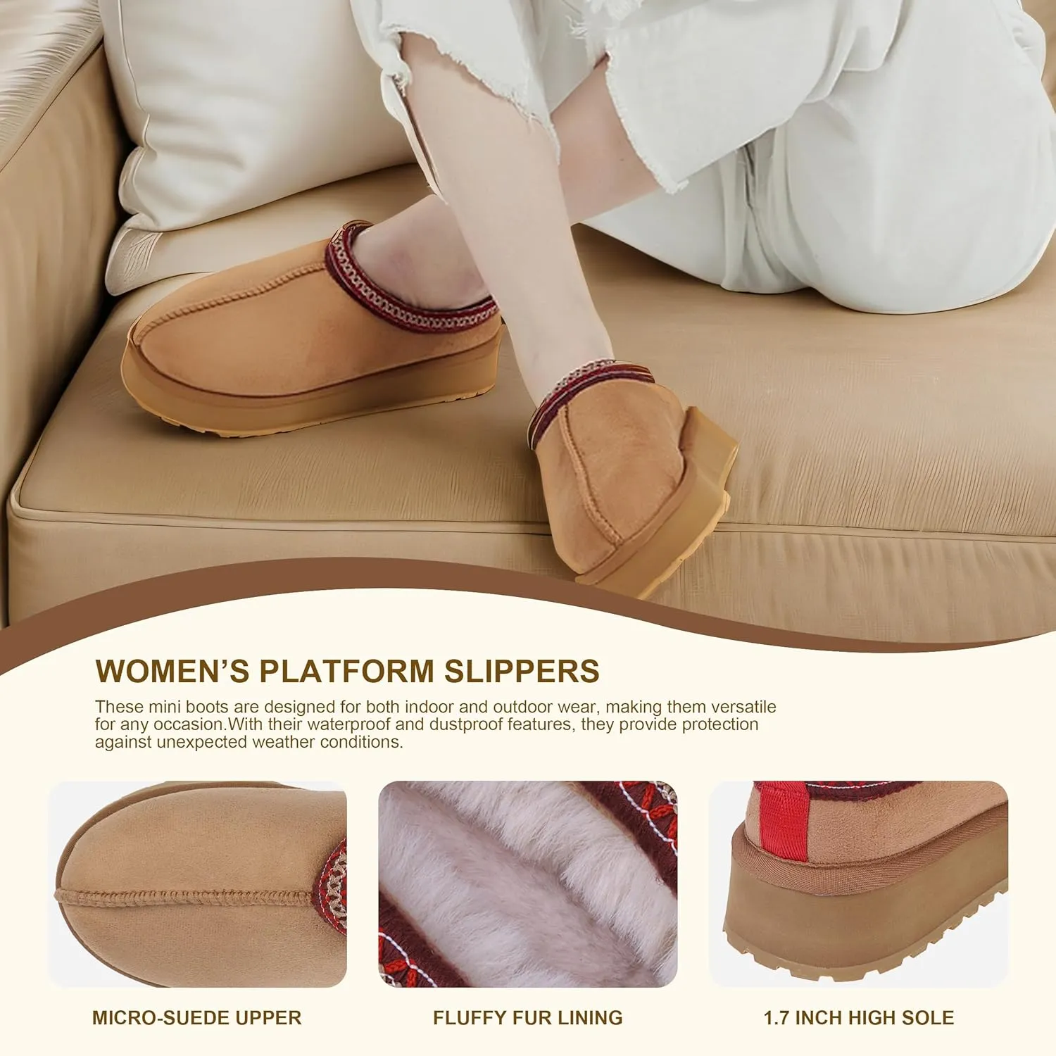 Forfoot Slipper Boots for Women, Cozy Fleece Non Slip Indoor House Shoes