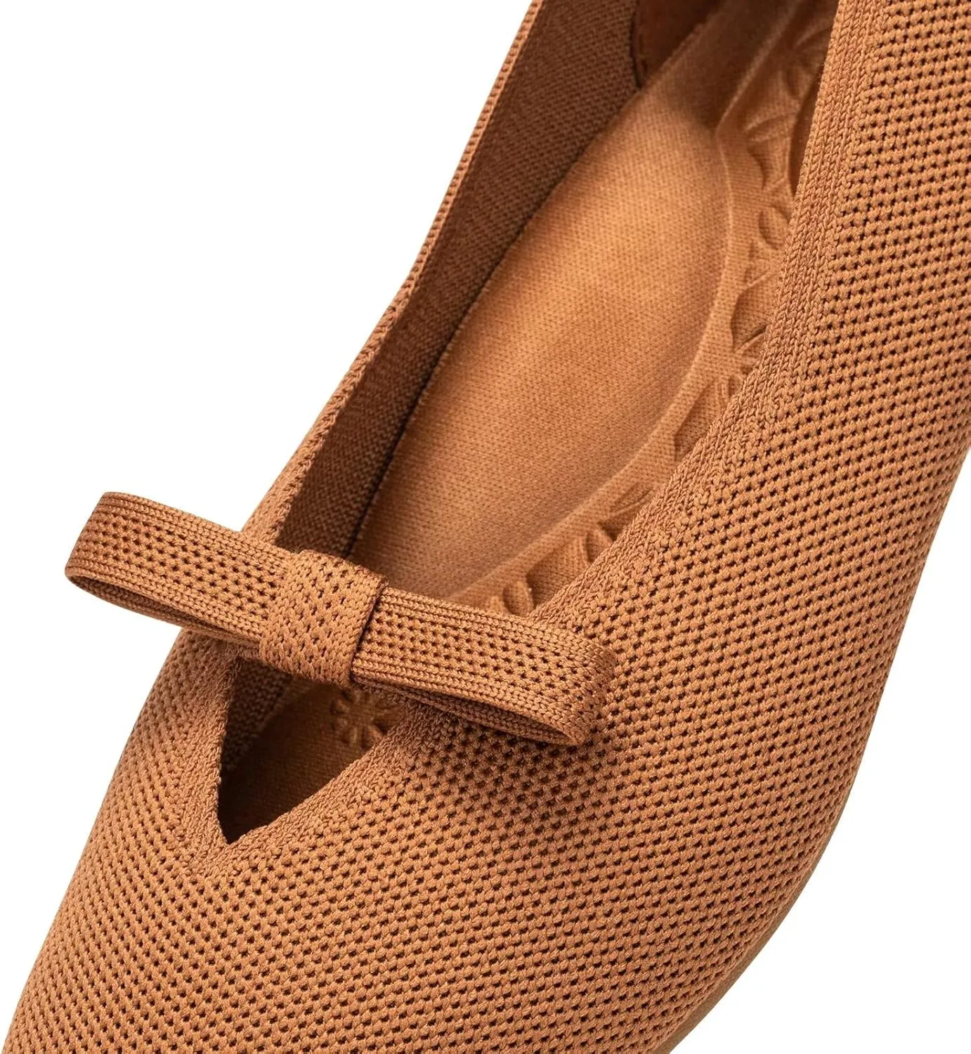 Frank Mully Women's Knitted Flats with Bow Pointed Toe Ballet Shoes Soft Fabric Ballerina Dressy Flats for Women