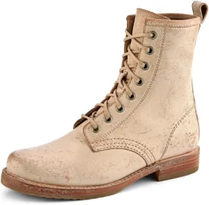 Frye Veronica Women’s Combat Boots Crafted from Hand-Burnished Vintage Italian Leather with Genuine Stitch-Down Welt Construction and Leather Lining – 6 ¾” Shaft Height
