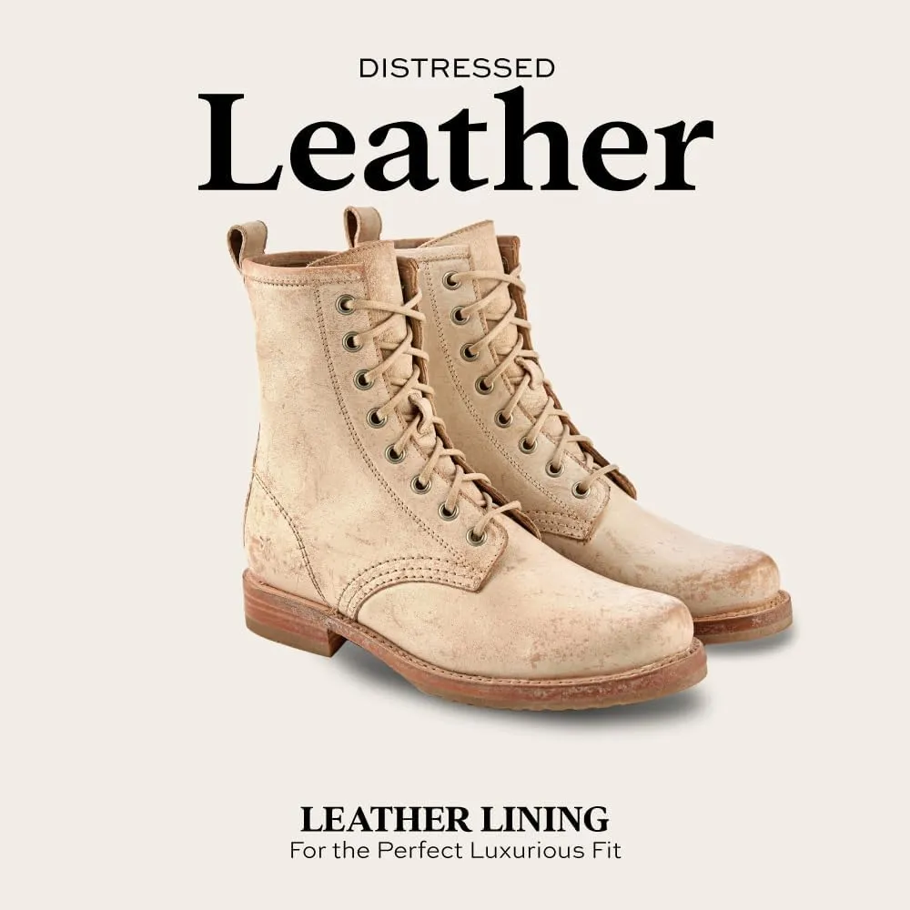 Frye Veronica Women’s Combat Boots Crafted from Hand-Burnished Vintage Italian Leather with Genuine Stitch-Down Welt Construction and Leather Lining – 6 ¾” Shaft Height