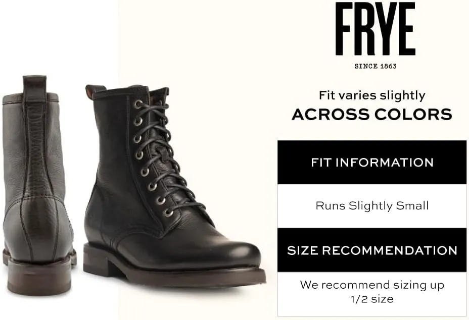 Frye Veronica Women’s Combat Boots Crafted from Hand-Burnished Vintage Italian Leather with Genuine Stitch-Down Welt Construction and Leather Lining – 6 ¾” Shaft Height