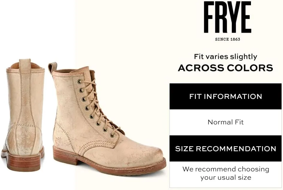 Frye Veronica Women’s Combat Boots Crafted from Hand-Burnished Vintage Italian Leather with Genuine Stitch-Down Welt Construction and Leather Lining – 6 ¾” Shaft Height