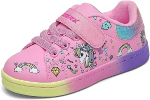 GEERX Toddler Girl Shoe Lightweight Casual Adjustable Strap Cute Unicorn Sneaker Comfortable for Walking Running (Infant/Toddler/Little Kid)