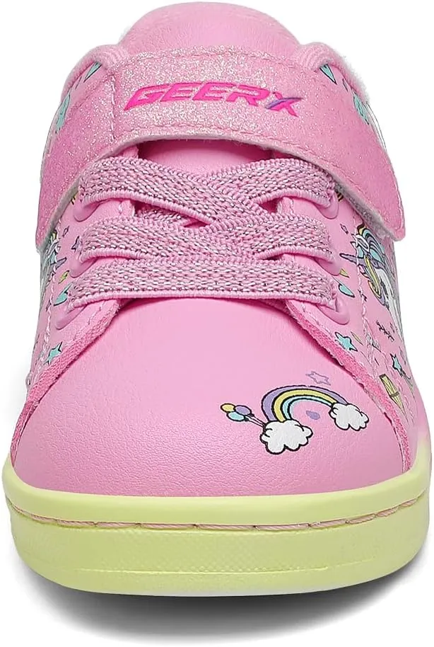 GEERX Toddler Girl Shoe Lightweight Casual Adjustable Strap Cute Unicorn Sneaker Comfortable for Walking Running (Infant/Toddler/Little Kid)