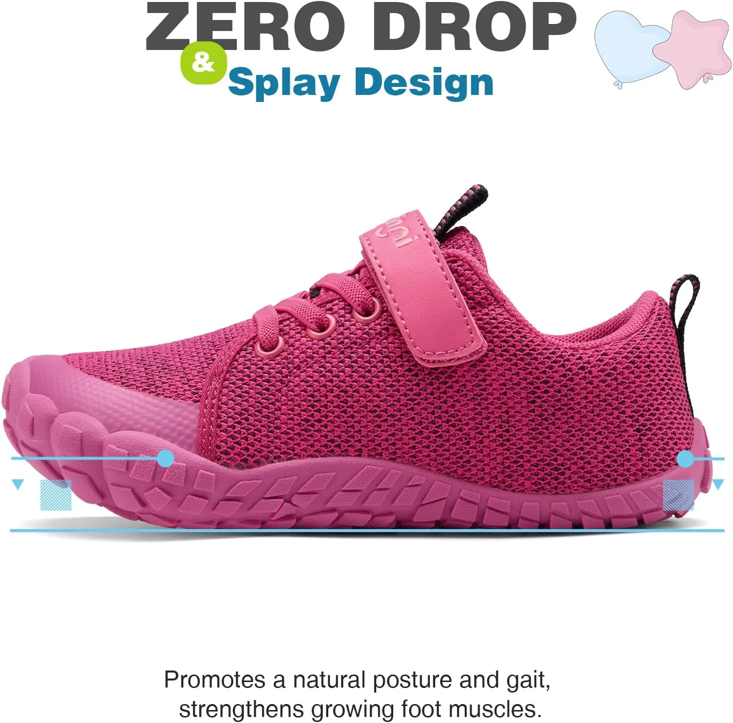 GINNI Boys Girls Barefoot Shoes - Lightweight Walking Running Athletic Sneakers, Breathable Zero Drop, Naturally Splay Wide Toe Box for Toddler, Little and Big Kids