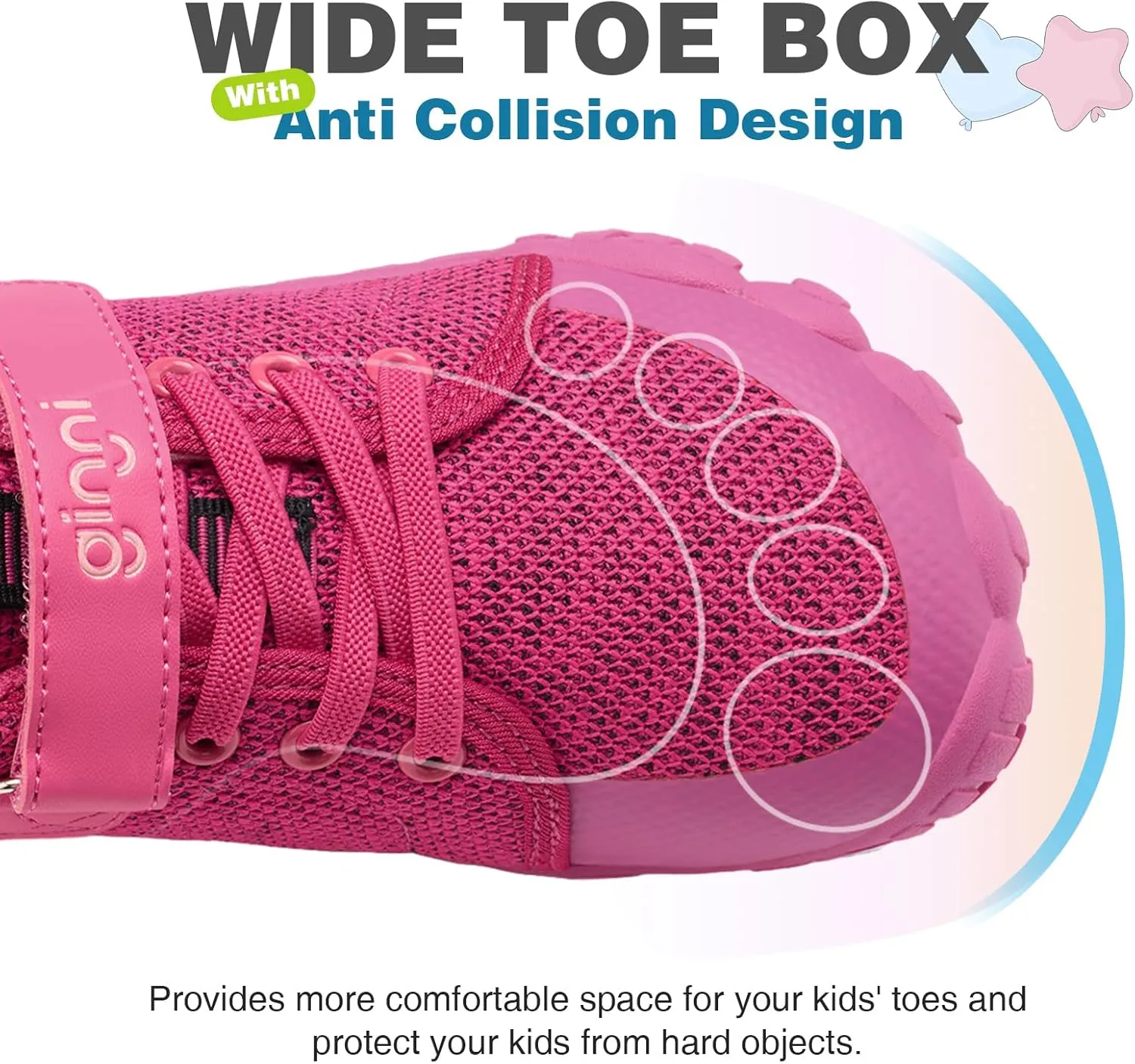 GINNI Boys Girls Barefoot Shoes - Lightweight Walking Running Athletic Sneakers, Breathable Zero Drop, Naturally Splay Wide Toe Box for Toddler, Little and Big Kids
