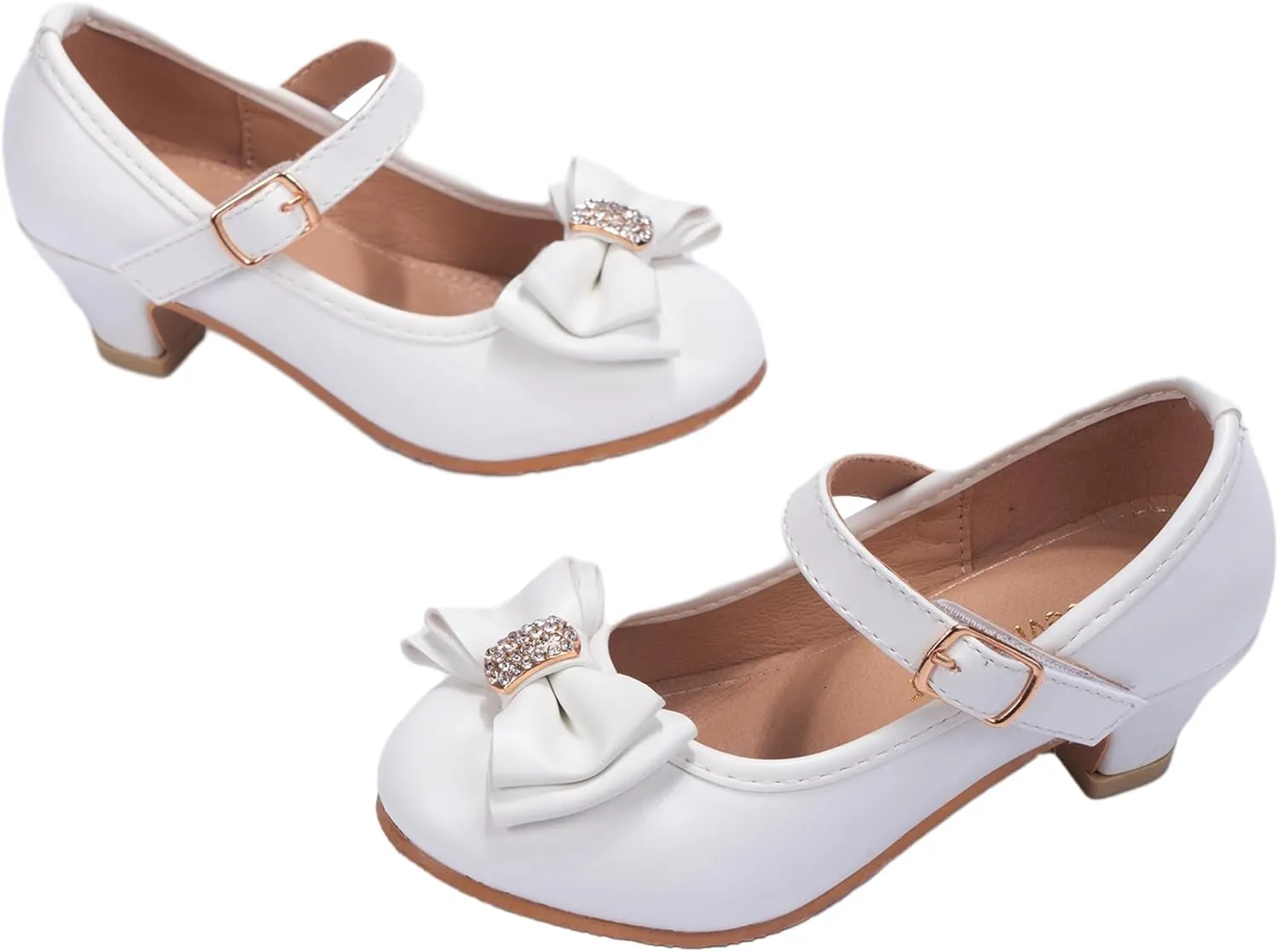Girls Dress Shoes Low Heel Princess Shoes Wedding Party Mary Jane Flats for Toddler/Little Kids