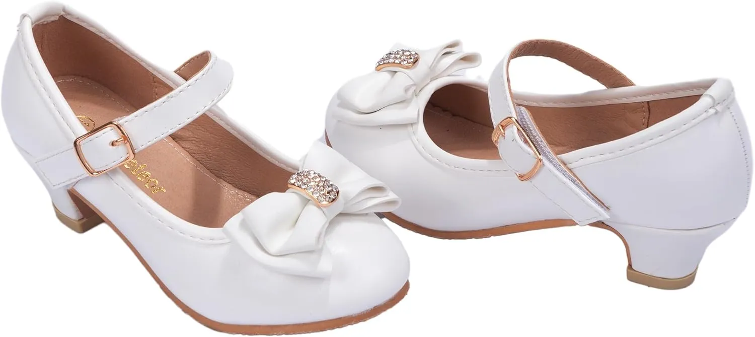 Girls Dress Shoes Low Heel Princess Shoes Wedding Party Mary Jane Flats for Toddler/Little Kids