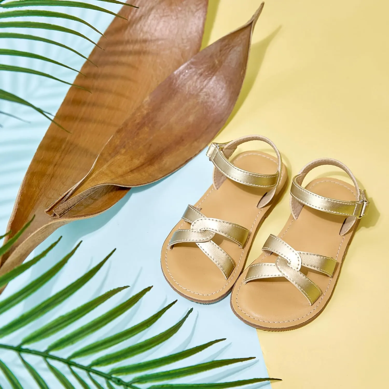 Girls Open Toe Flat Sandals Summer Casual Toddler Little Kid Sandals