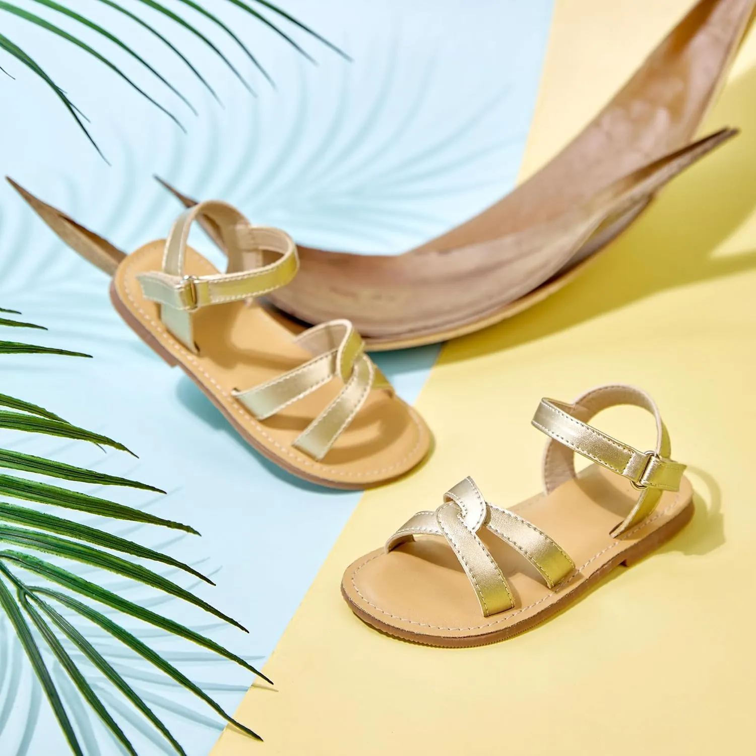 Girls Open Toe Flat Sandals Summer Casual Toddler Little Kid Sandals