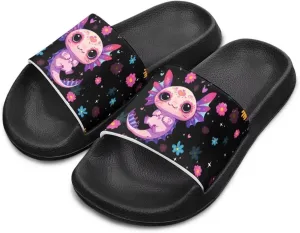 Girls Slide Sandals Axolotl Theme Summer Slippers for Kids Shower Shoes