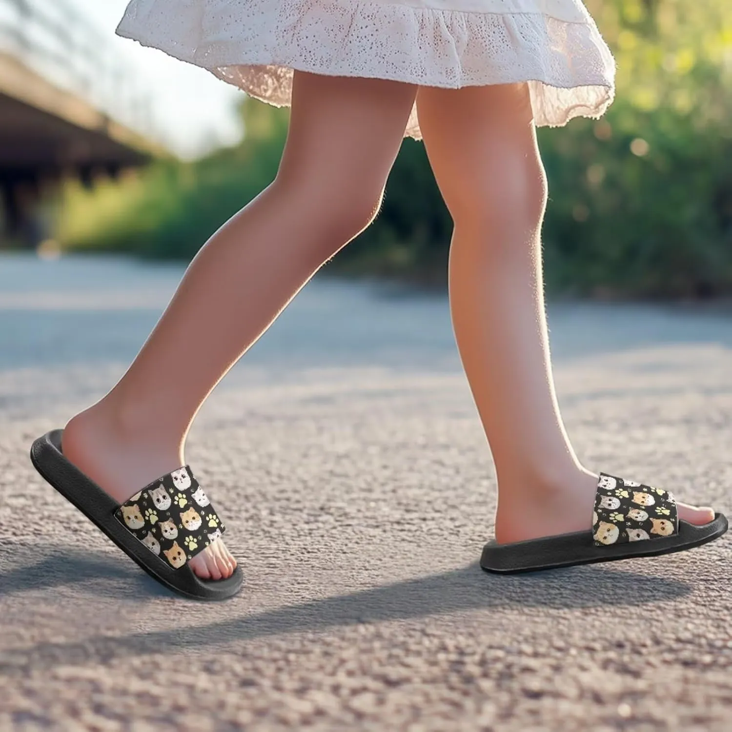 Girls Slide Sandals Breathable Summer Shoes for Kids with Non-Slip Sole Slides for Beach & Pool