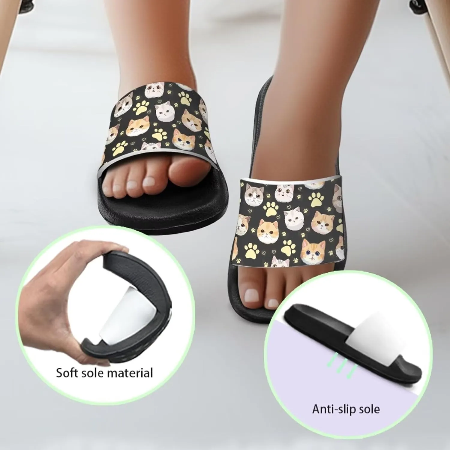 Girls Slide Sandals Breathable Summer Shoes for Kids with Non-Slip Sole Slides for Beach & Pool