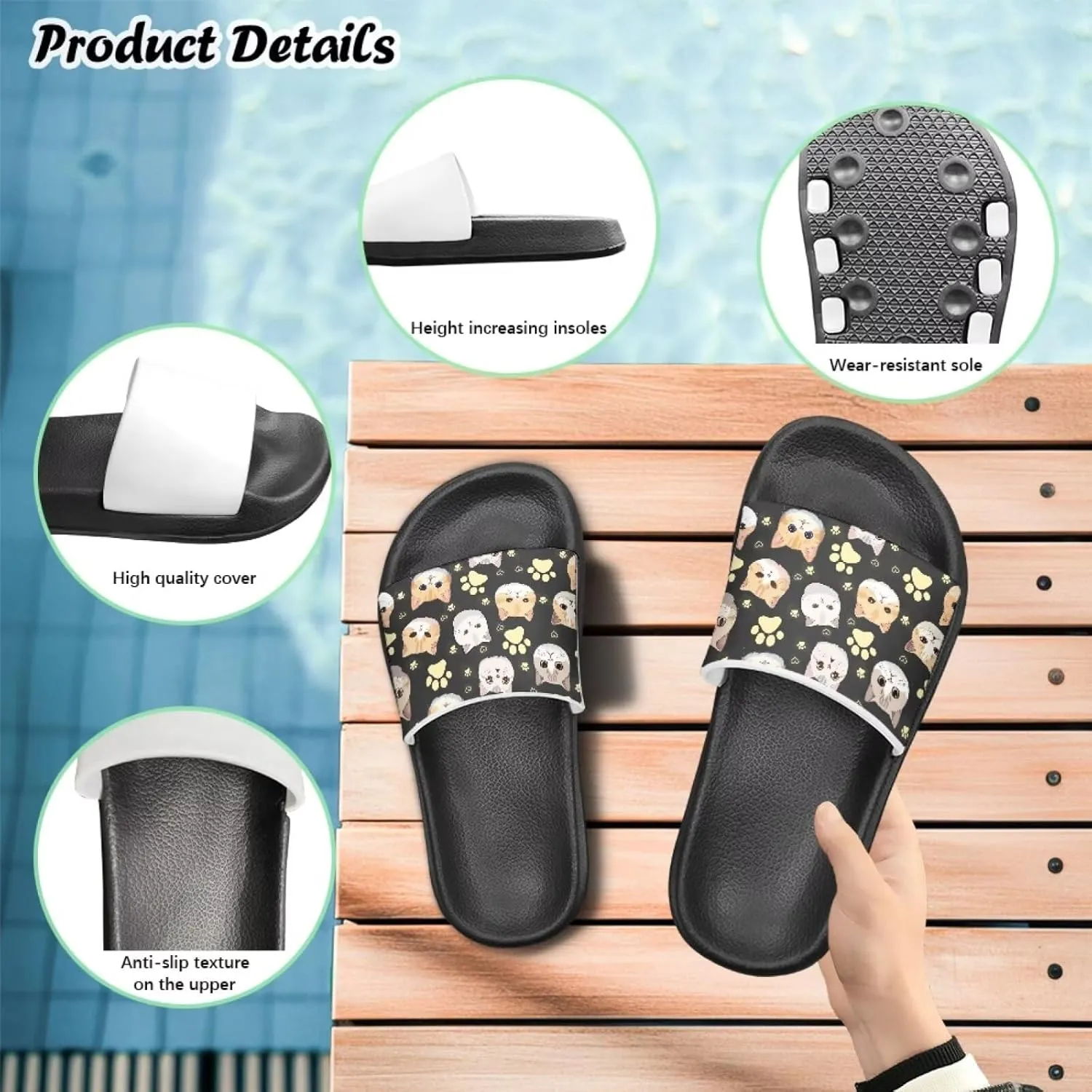 Girls Slide Sandals Breathable Summer Shoes for Kids with Non-Slip Sole Slides for Beach & Pool