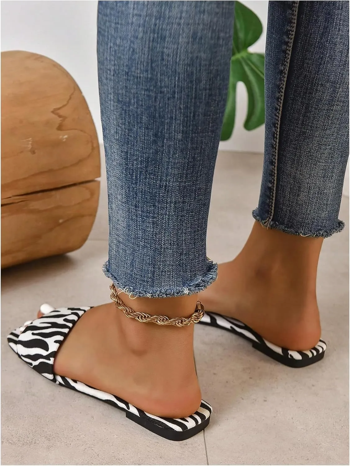 GORGLITTER Women's Colorful PU Leather Dressy Flat Sandals Square Open Toe Sandals Summer Beach Slides