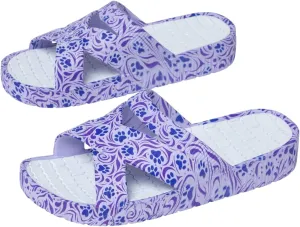 GreaterGood Celebration Criss Cross Sandals Lightweight EVA Slip On Textured Footbed Colorful Animal Print Design for Women Mom Ladies