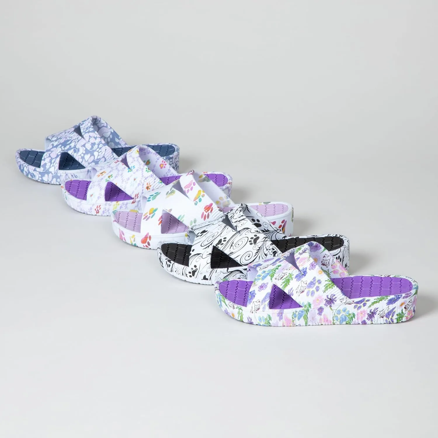 GreaterGood Celebration Criss Cross Sandals Lightweight EVA Slip On Textured Footbed Colorful Animal Print Design for Women Mom Ladies