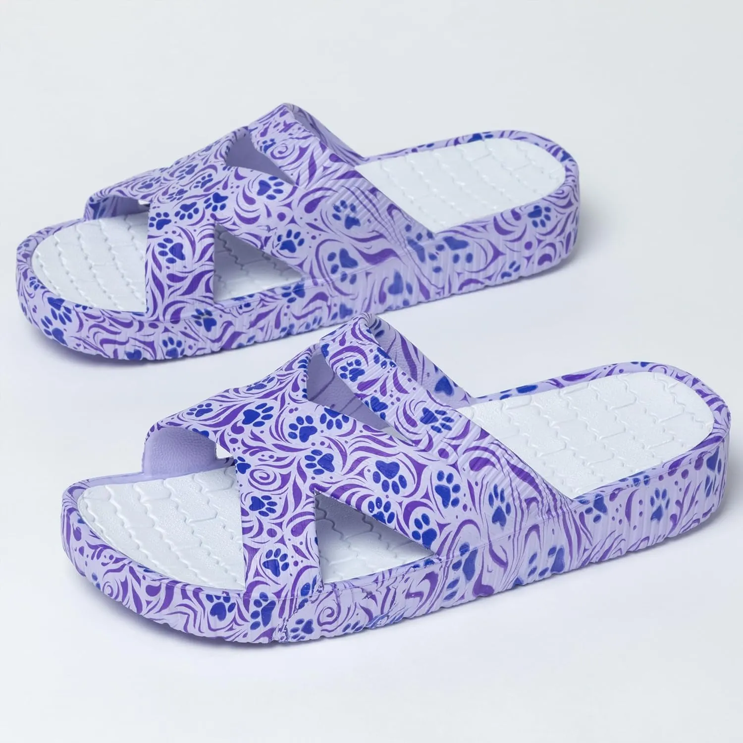 GreaterGood Celebration Criss Cross Sandals Lightweight EVA Slip On Textured Footbed Colorful Animal Print Design for Women Mom Ladies