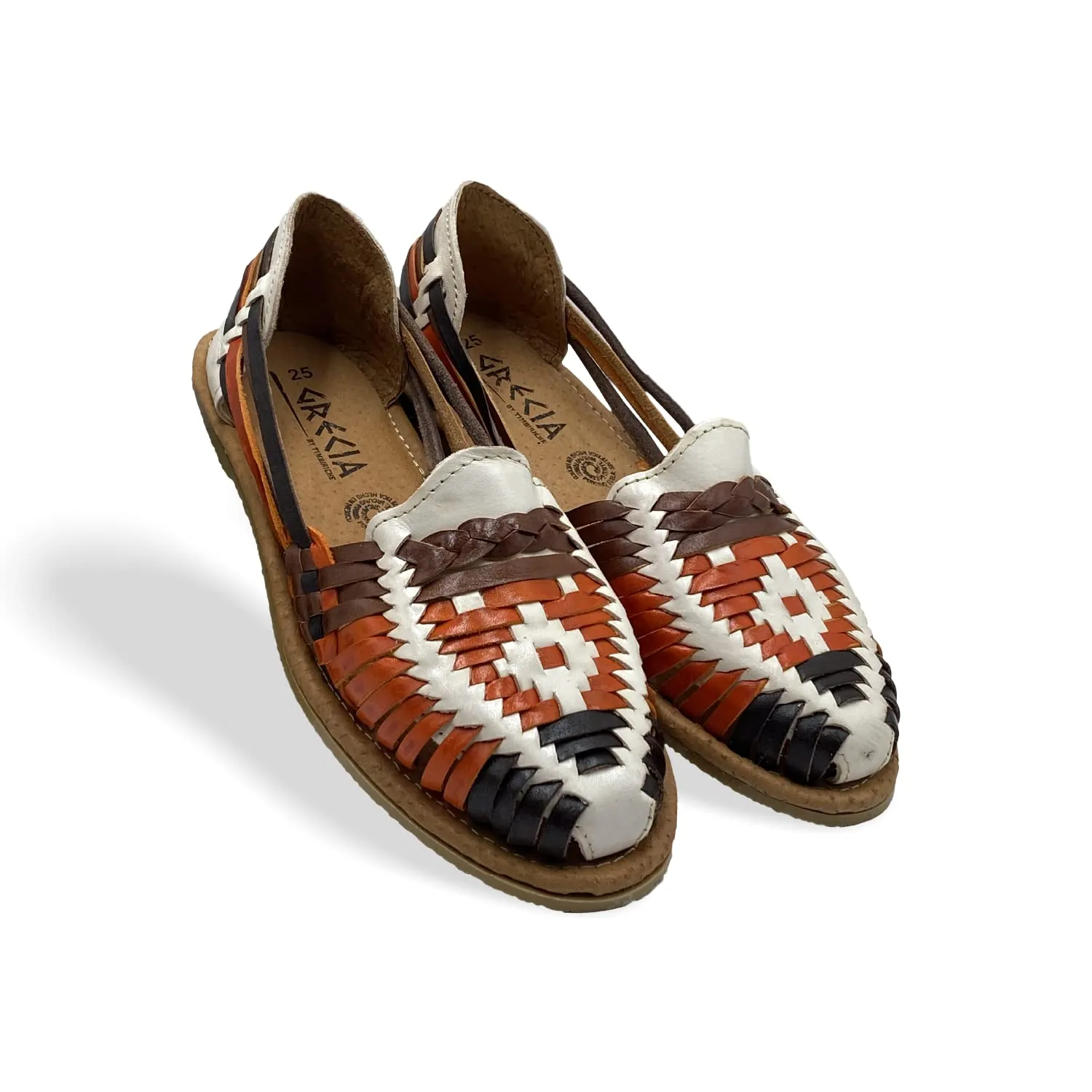 Guaymas Model - Women 100% Artisan Hand Made Mexican Leather Hipster Brown Colorful Closed Toe Sandal Huarache Artesanal - Hecho a Mano Handcrafted in Mexico (US 7)