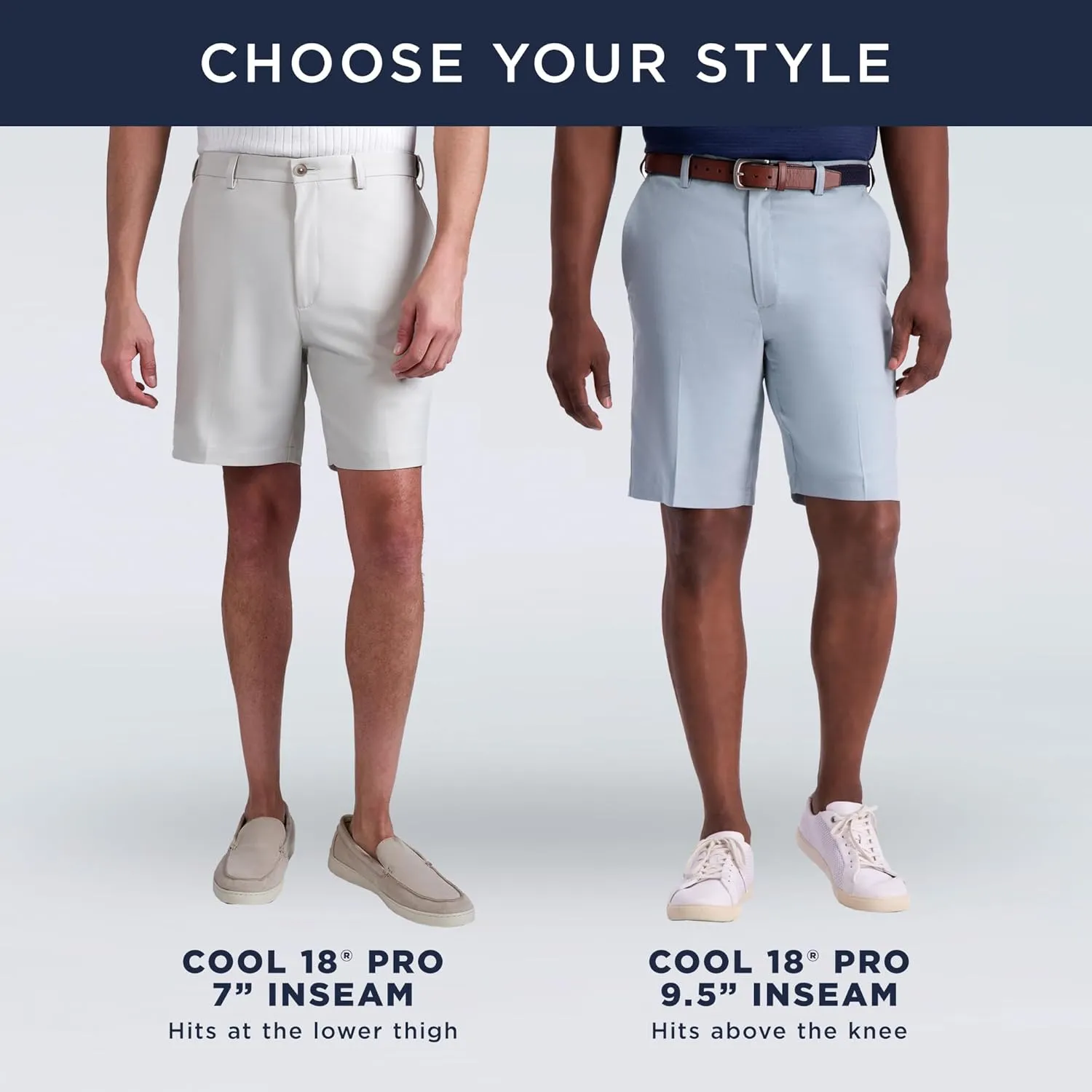 Haggar Men's Cool 18 Pro Straight Fit Flat Front 4-Way Stretch Expandable Waist Short