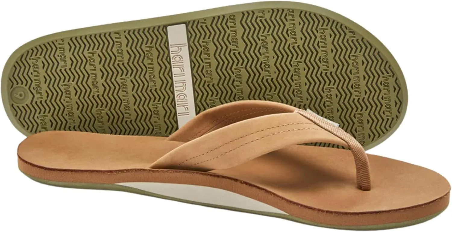 Hari Mari- Fields- Men's Nubuck Leather Flip Flops with Colorful Outsole- No Break Ins, Firm Arch Support, Soft Squeeze Eva Midsole and Beveled Edge to Reduce Tripping